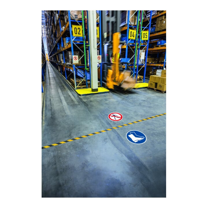 DURABLE Gebotsaufkleber Fußschutz benutzen Ø 430 mm blau