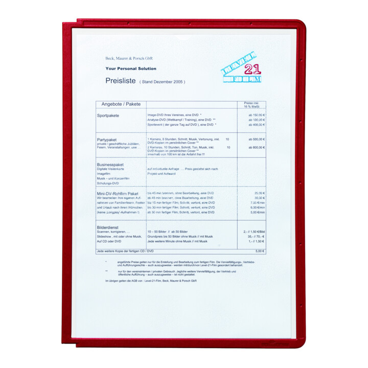 Durable Sichttafel SHERPA A4 Rot