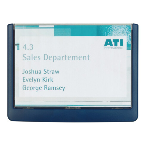 Durable Tür-/Infoschild B149xH105,5mm Sichtfenster Plexiglas Rückenteil ABS blau