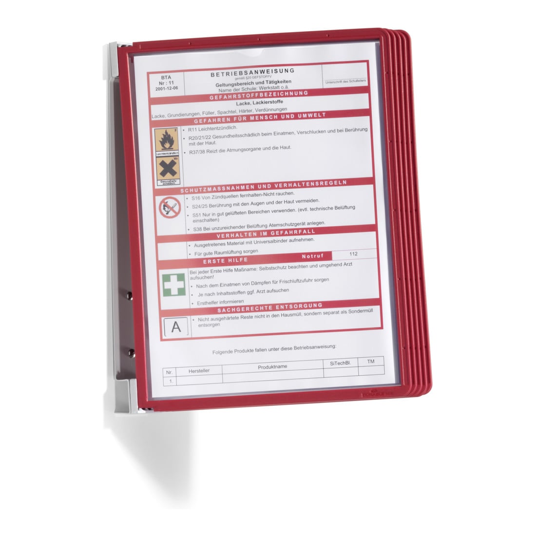 Durable Wandhalter VARIO wall 5 Sichttafeln Rot