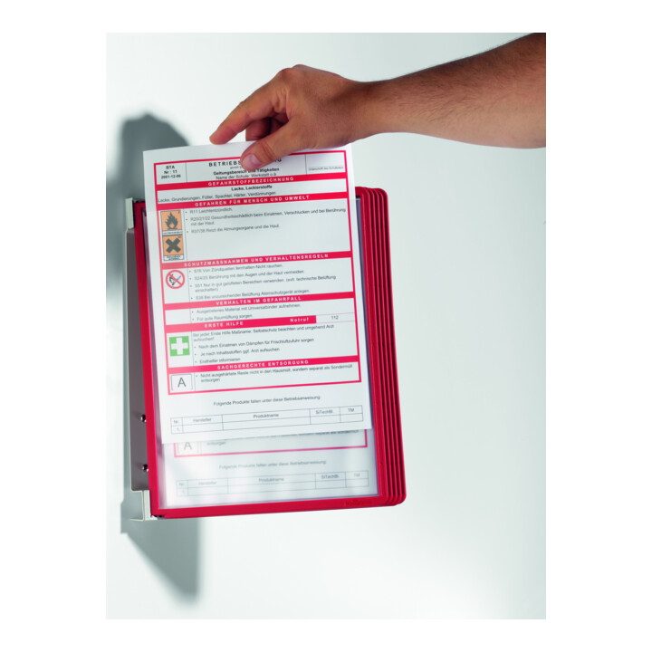 Durable Wandhalter VARIO wall 5 Sichttafeln Rot