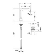 Duravit 3-Loch-Waschtischarmatur Circle Ausl. 140mm, o. Zugstg. Abl.garn, chrom-5