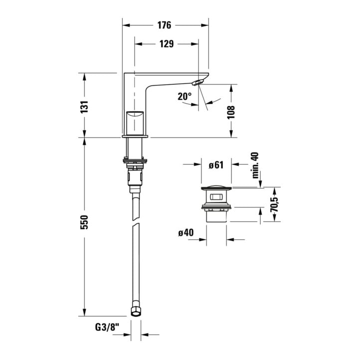 Duravit 3-Loch-Waschtischarmatur Wave Ausladung 129mm, schwarz matt