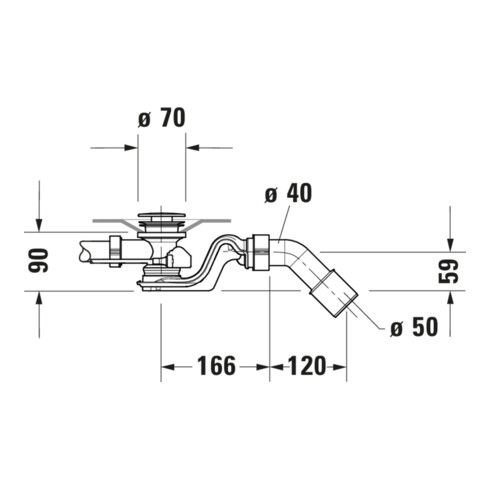 Duravit Ab-/Überlaufgarnitur Quadroval d= 5,2cm, chrom