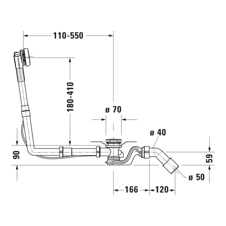 Duravit Ab-/Überlaufgarnitur Quadroval d= 5,2cm, chrom