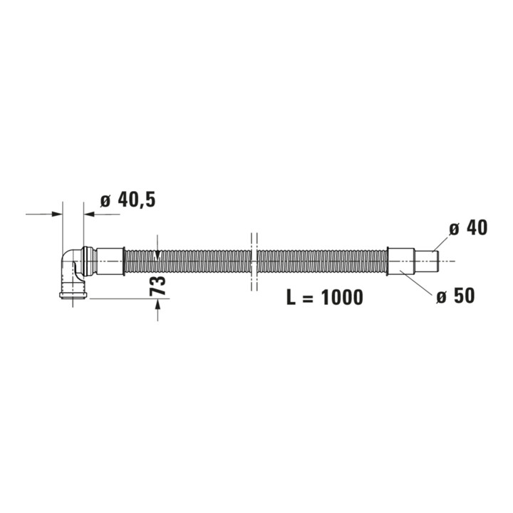 Duravit Ab-/Überlaufgarnitur Quadroval d 5,2cm, m flex. Ablaufschlauch, chrom