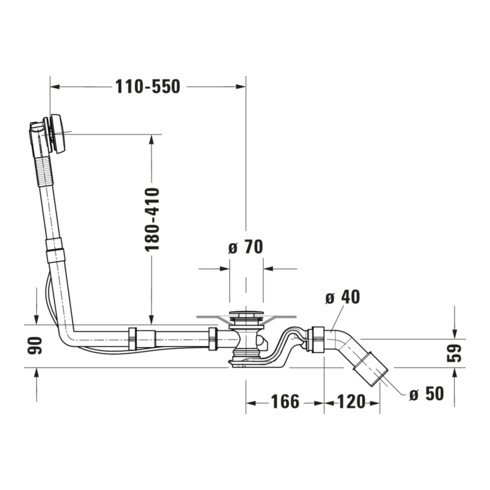 Duravit Ab-/Überlaufgarnitur Quadroval d 5,2cm, m flex. Ablaufschlauch, weiß