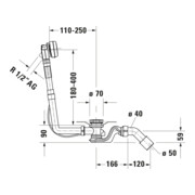 Duravit Ab-/Überlaufgarnitur Quadroval d= 5,2cm, mit Wanneneinlauf, chrom-5