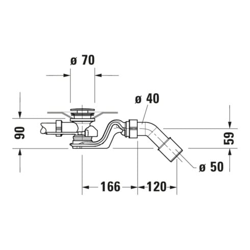 Duravit Ab-/Überlaufgarnitur Quadroval d= 5,2cm, mit Wanneneinlauf, chrom