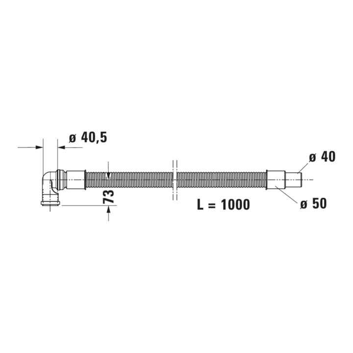 Duravit Ab-/Überlaufgarnitur Quadroval Zug 110, d 5,2cm, m flex Abl-Schl., chr