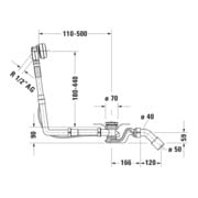 Duravit Ab-/Überlaufgarnitur Quadroval Zug 65cm, d 5,2cm, m Wanneneinlauf, chr-4