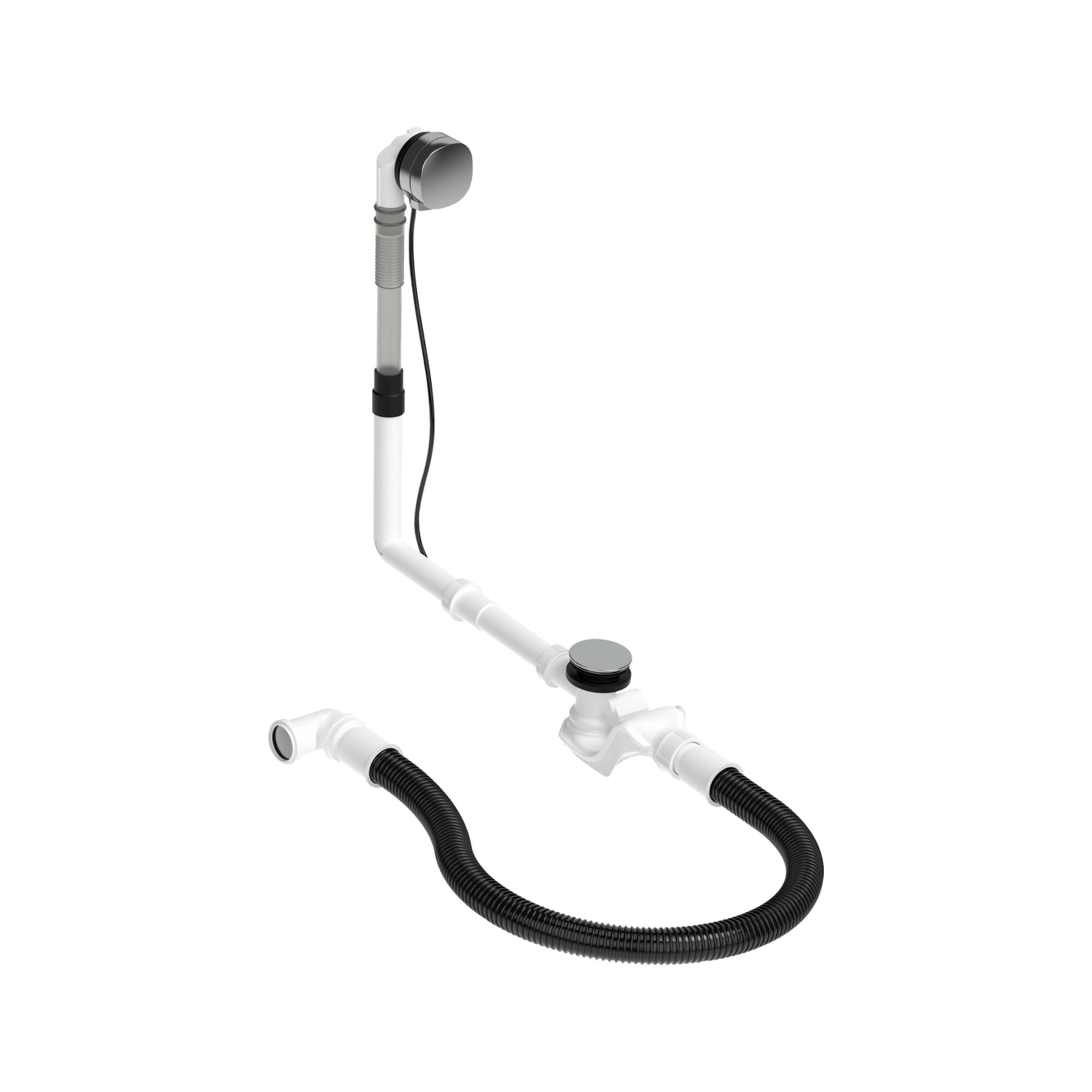 Duravit Ab-/Überlaufgarnitur Quadroval Zug 65cm, d 5,2cm, m Wanneneinlauf, chr