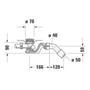 Duravit Ab-/Überlaufgarnitur Quadroval Zug 65cm, d 5,2cm, m Wanneneinlauf, chr-4