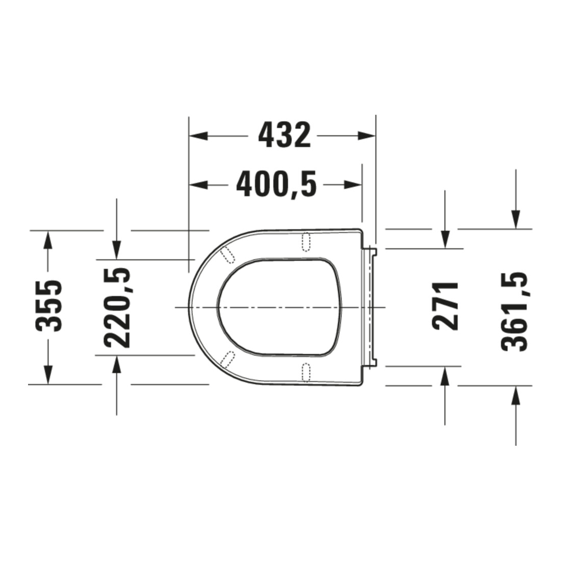 Duravit Abattant WC Balcoon Compact 37x54 cm, abattant rapide, blanc brillant