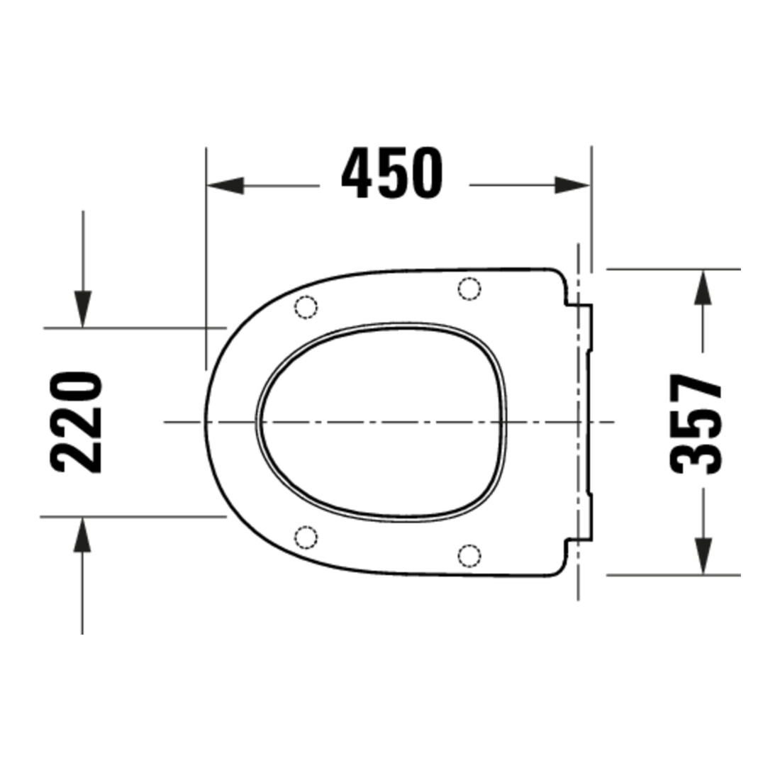 Duravit Abattant WC en D avec frein, 45,7 cm, uni, blanc