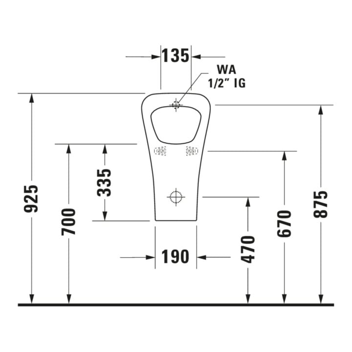 Duravit Absaug-Urinal DuraStyle 30x34cm, Zul. v hi., riml., o. Fl, weiß