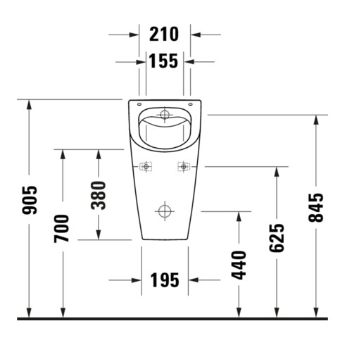 Duravit Absaug-Urinal Me by Starck 30x35cm, Zul v h, riml, f De., w sm HG