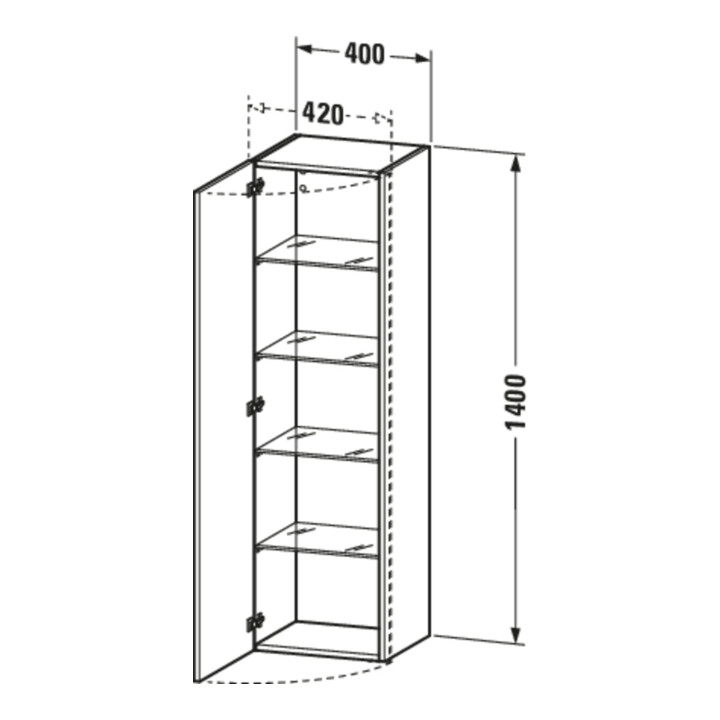 Duravit Armoire haute DuraStyle 40x36x140 cm, porte gauche, béton gris mat