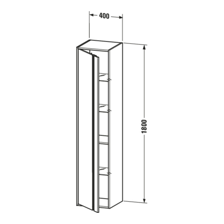 Duravit Armoire haute Ketho 40x36 cm, porte droite, blanc brillant