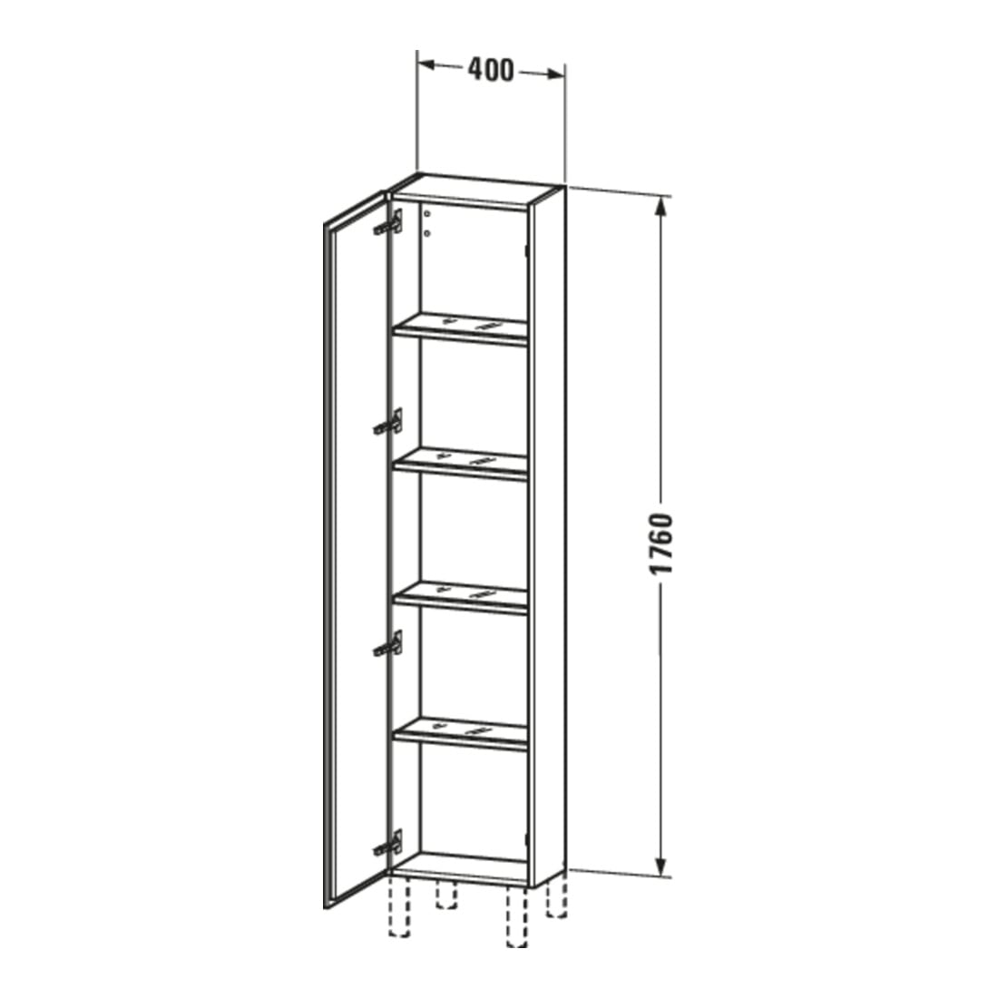 Duravit Armoire haute L-Cube 40x24,3x176 cm, porte gauche, noyer naturel