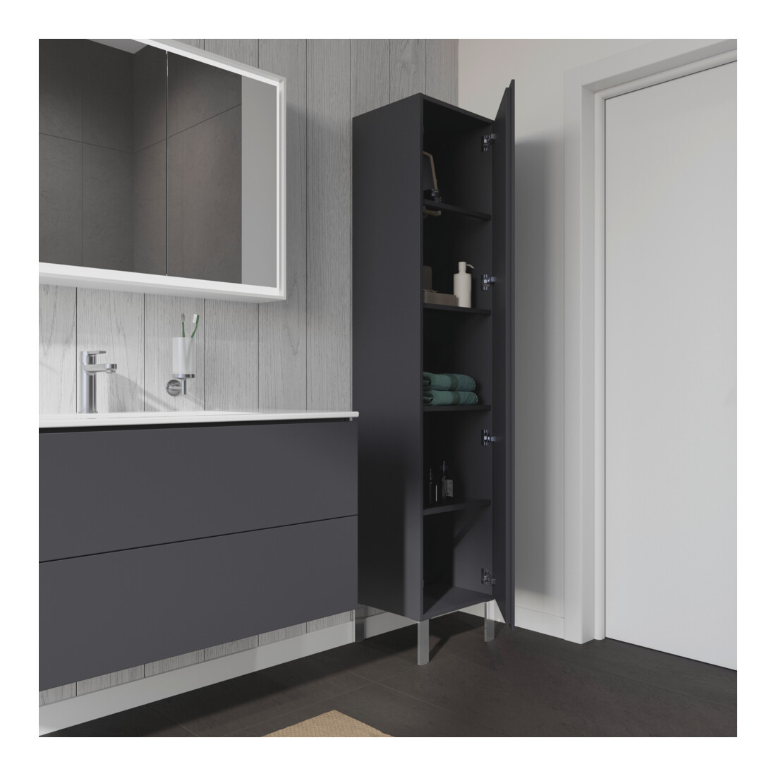 Duravit Armoire haute L-Cube 40x36,3x176 cm, porte droite, graphite mat
