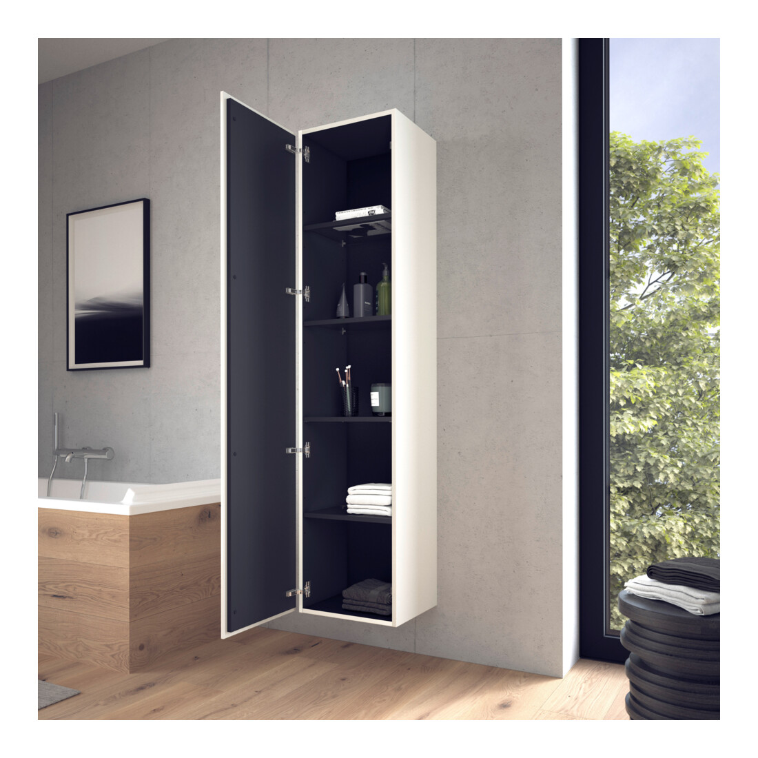 Duravit Armoire haute L-Cube 40x36,3x176cm, porte droite, blanc brillant