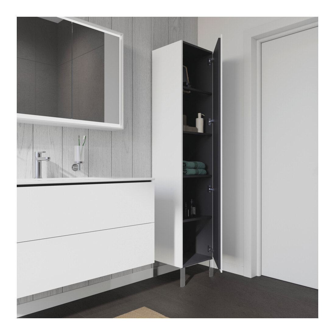 Duravit Armoire haute L-Cube 40x36,3x176cm, porte droite, blanc brillant