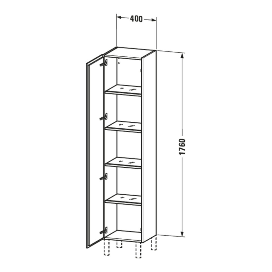 Duravit Armoire haute L-Cube 40x36,3x176cm, porte gauche, lin