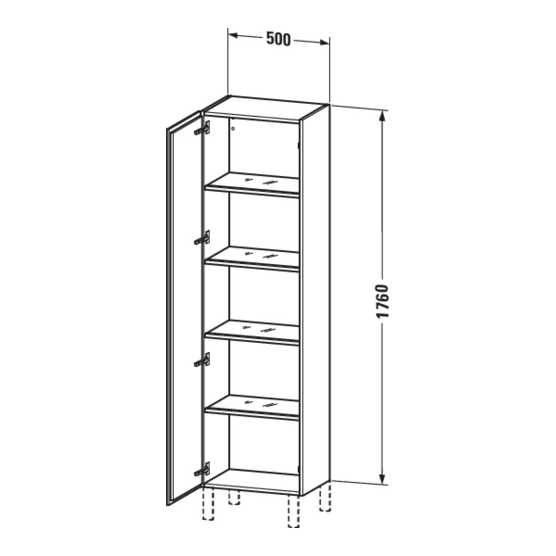 Duravit Armoire haute L-Cube 50x36,3x176 cm, porte droite, graphite mat