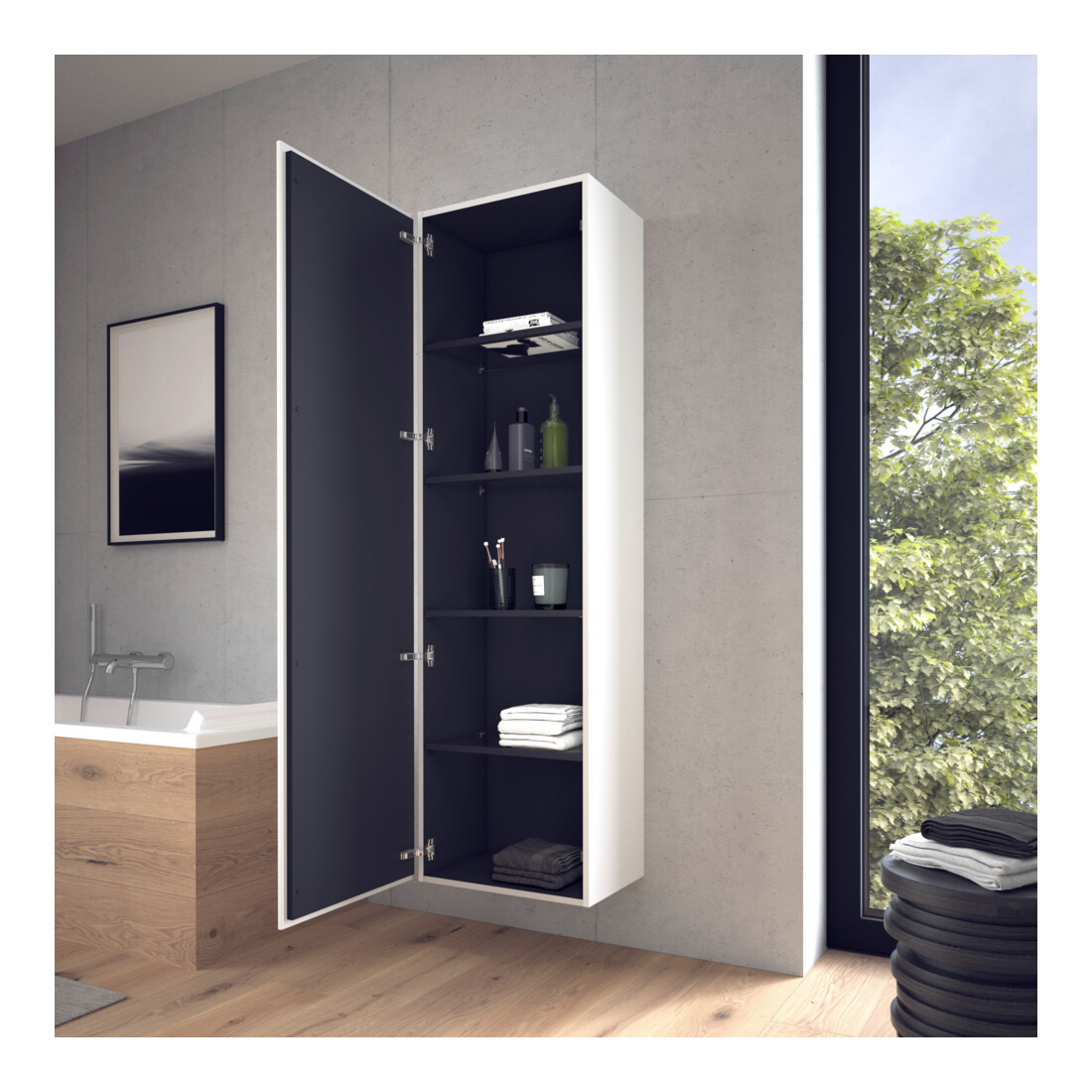 Duravit Armoire haute L-Cube 50x36,3x176 cm, porte gauche, blanc mat