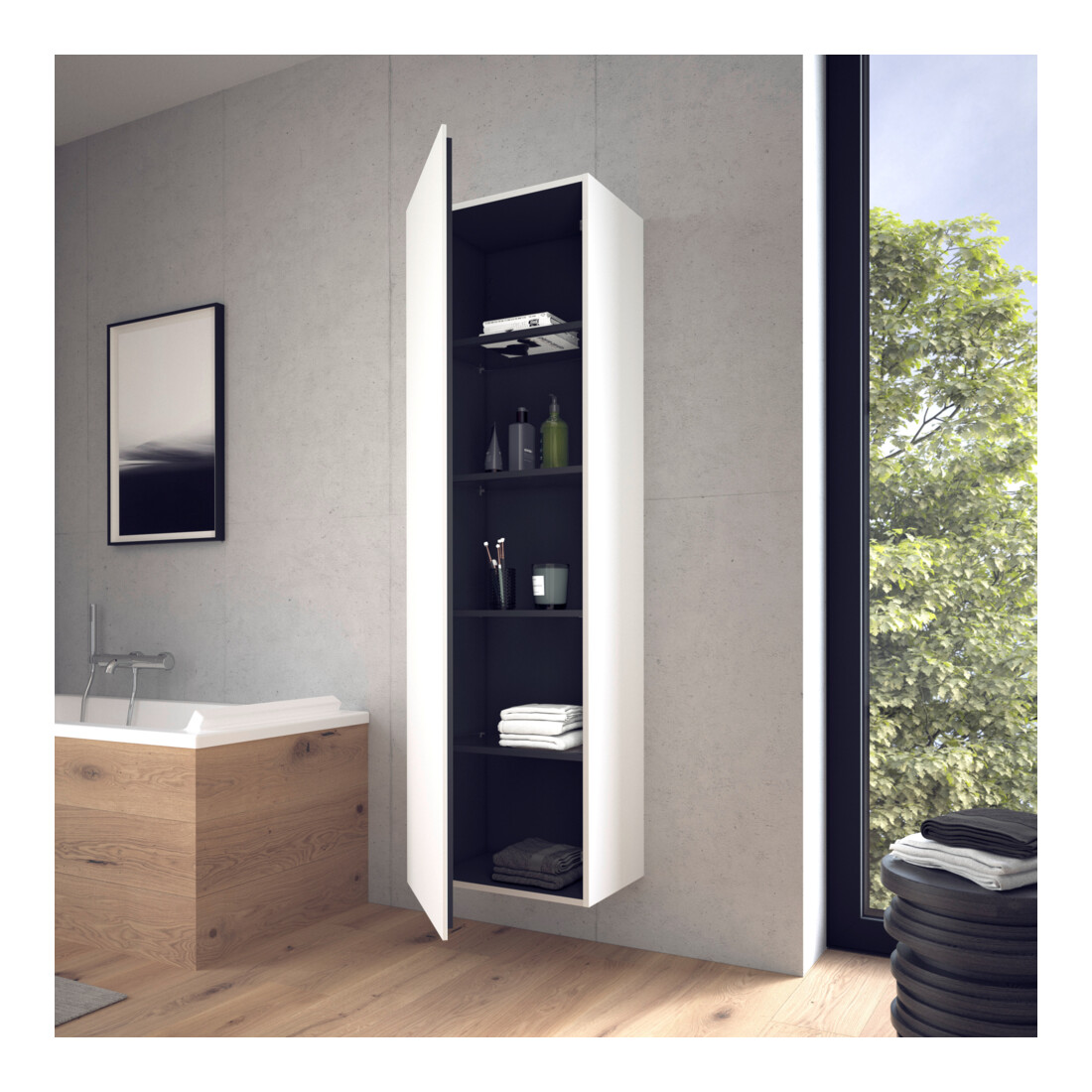 Duravit Armoire haute L-Cube 50x36,3x176cm, porte droite, blanc mat