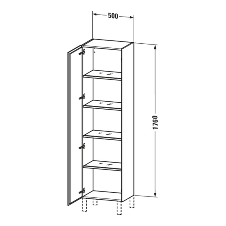 Duravit Armoire haute L-Cube 50x36,3x176cm, porte gauche, graphite super mat
