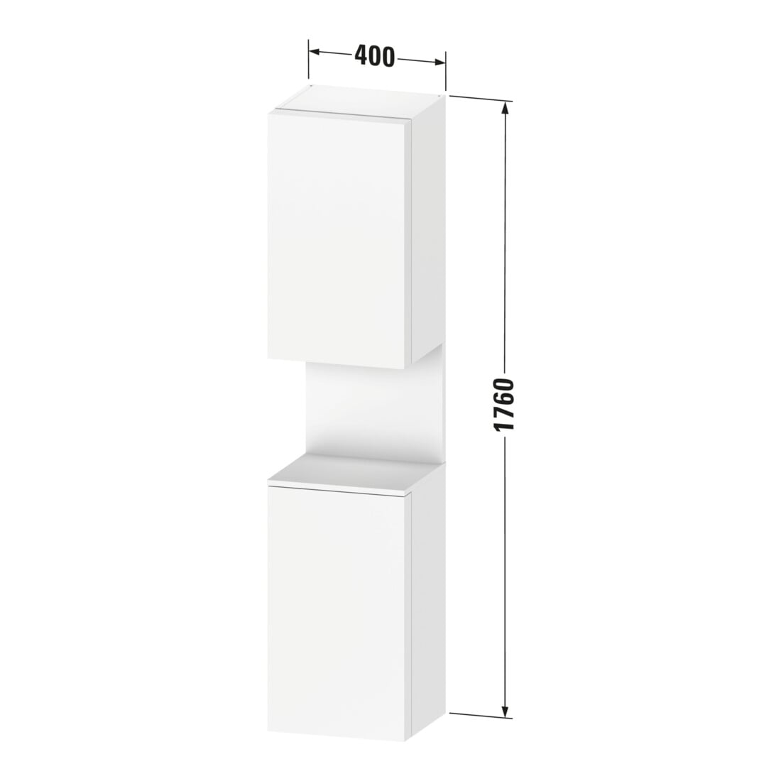Duravit Armoire haute Qatego 40x36x176 cm, 2 portes, à droite, blanc mat