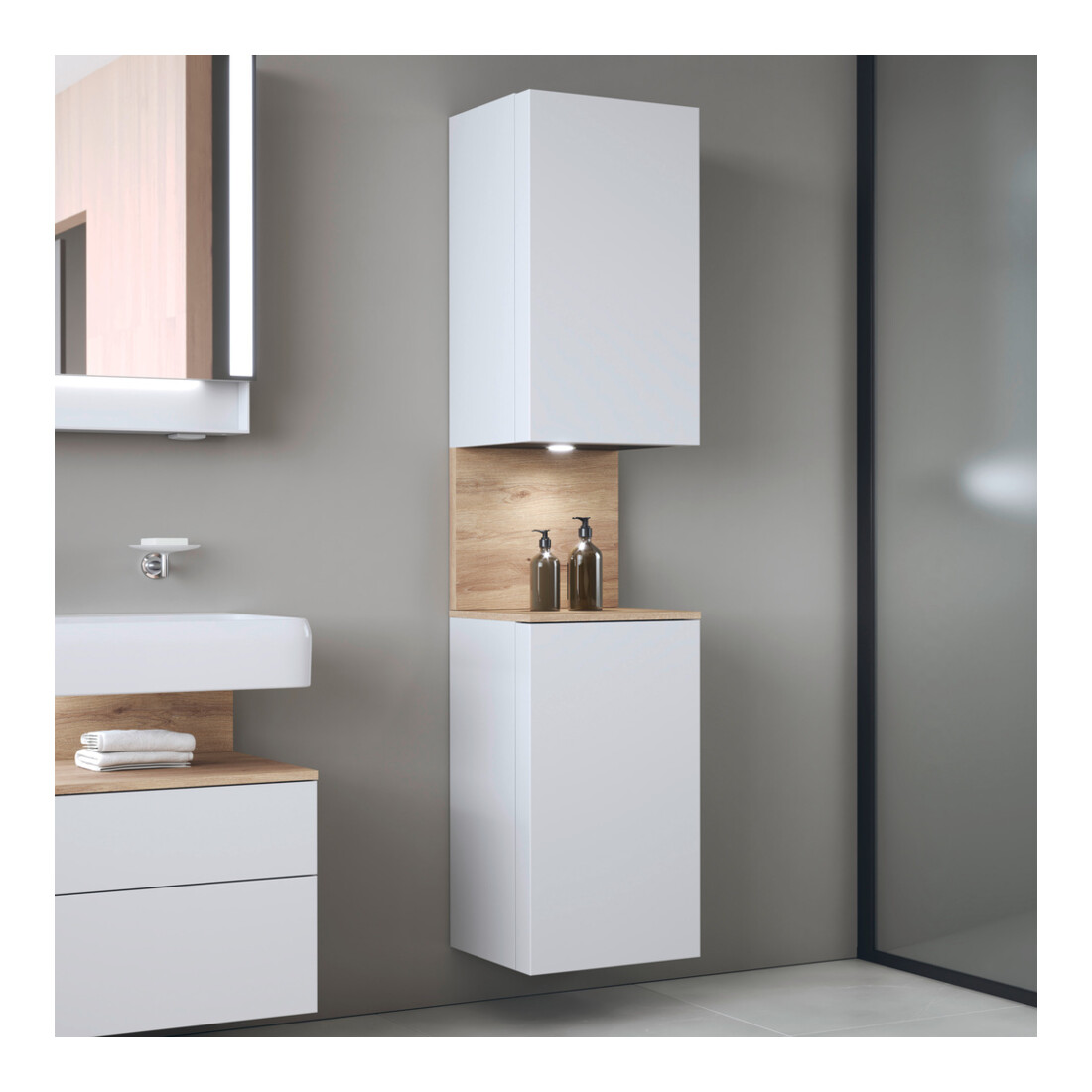 Duravit Armoire haute Qatego 40x36x176 cm, 2 portes, blanc mat