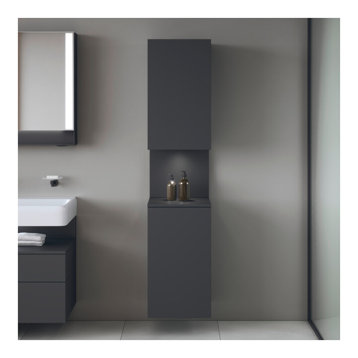 Duravit Armoire haute Qatego 40x36x176 cm, 2 portes, gauche, graphit mat