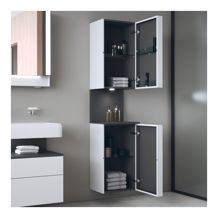 Duravit Armoire haute Qatego 40x36x176 cm, 2 portes, gauche, gris/blanc mat