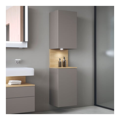 Duravit Armoire haute Qatego 40x36x176 cm, 2 portes, H, P, à gauche, chêne naturel/béton mat