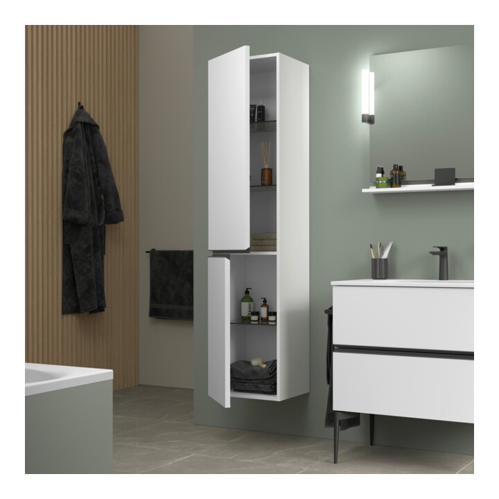 Duravit Armoire haute suspendue Sivida 40x177x37,4cm, 3 étag., noir, gauche, mat blanc