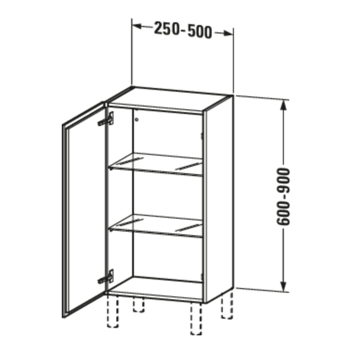 Duravit Armoire mi-haute L-Cube indiv., porte droite, graphite super mat