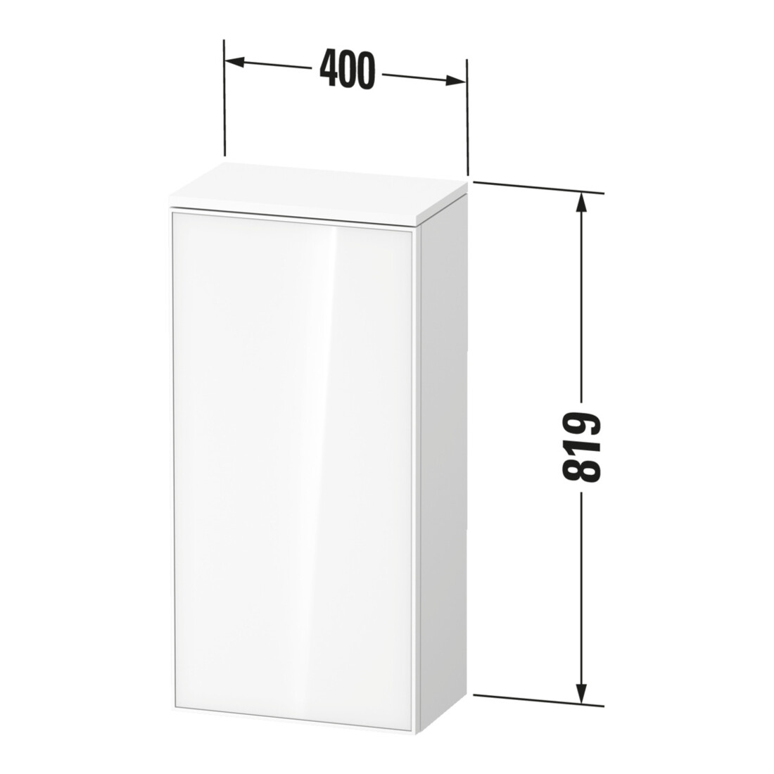 Duravit Armoire mi-haute Zencha 40x24x81,9 cm, 1 porte, à droite, blanc mat