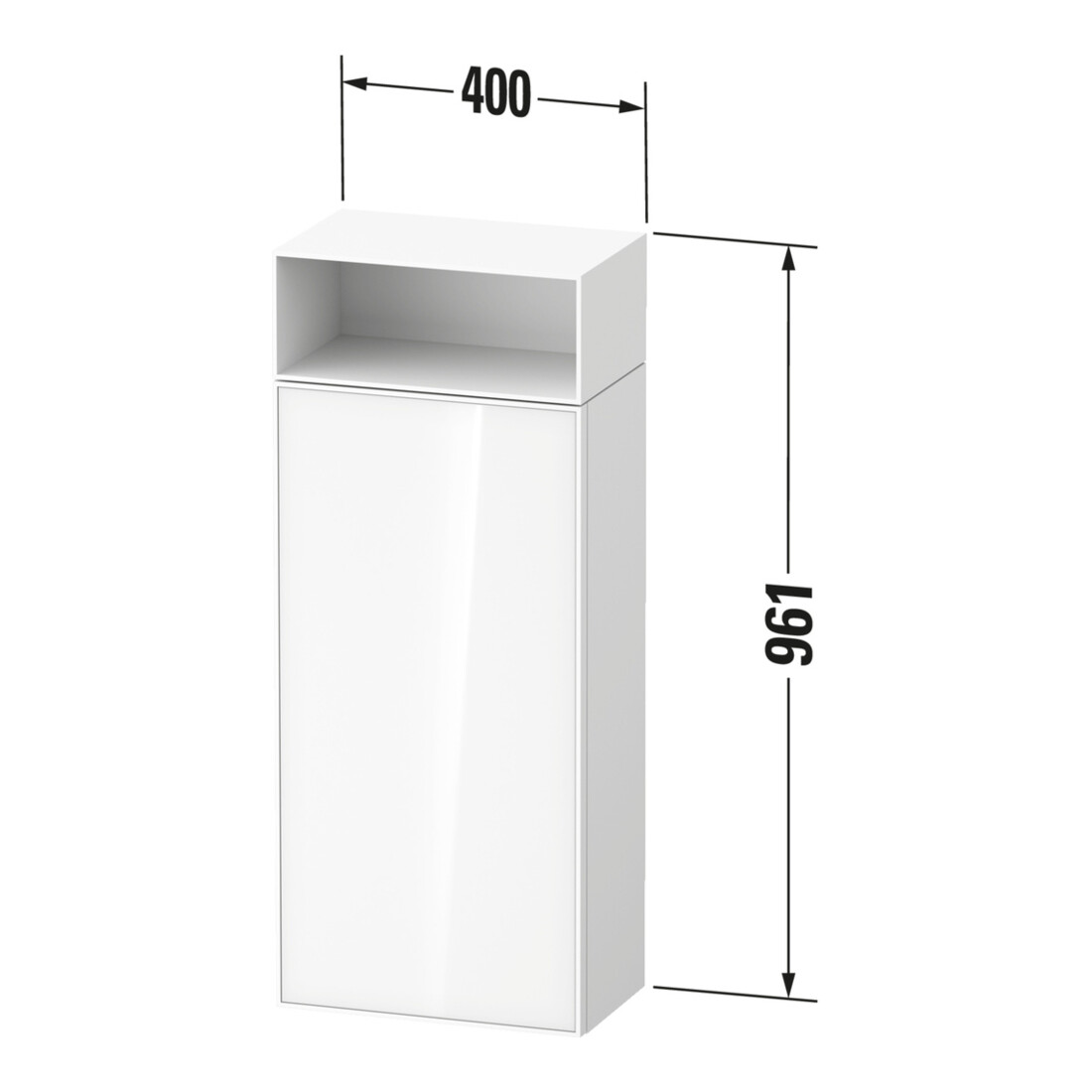 Duravit Armoire mi-haute Zencha 40x24x96,1 cm, 1 porte, à gauche, blanc mat/bois blanc