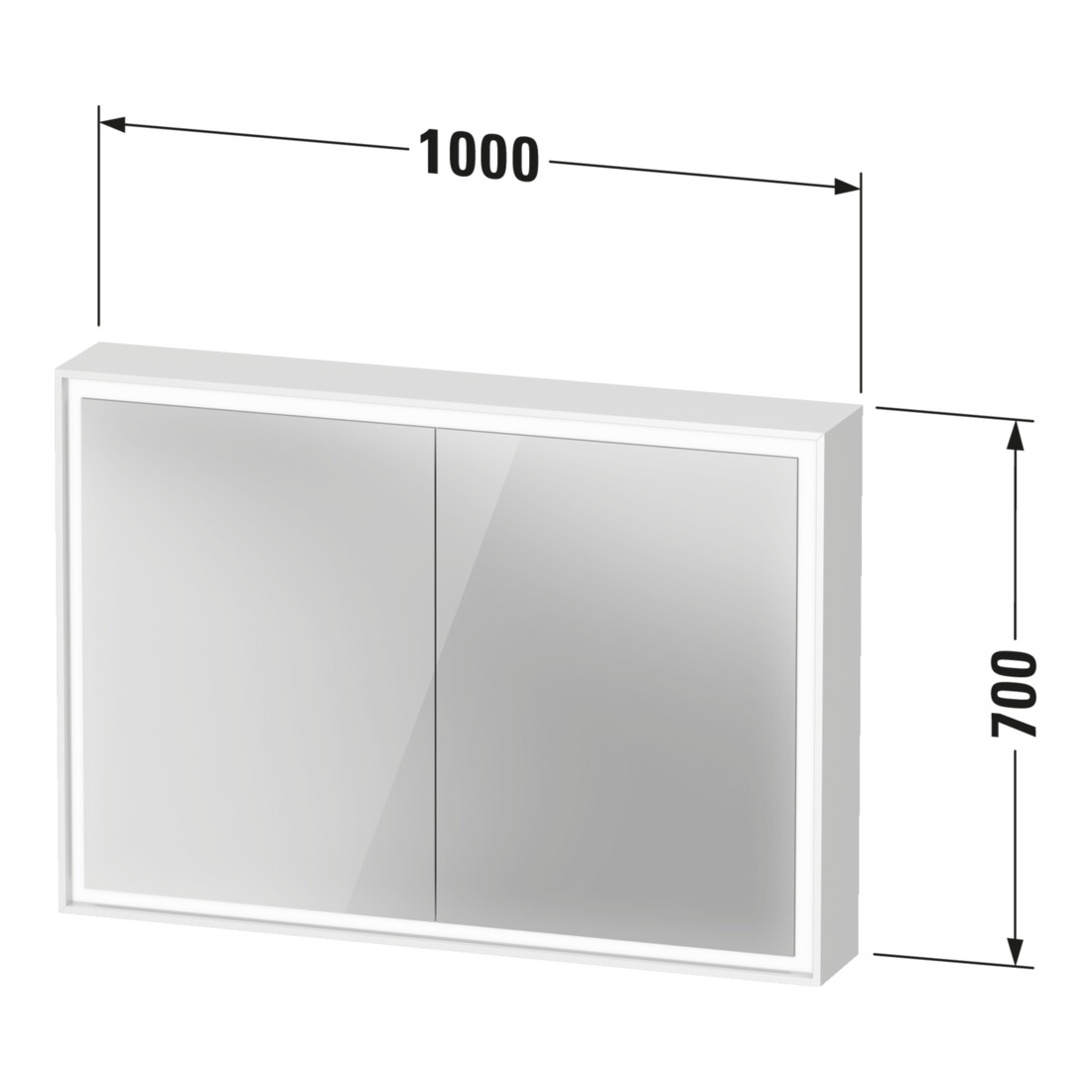 Duravit Armoire miroir L-Cube 100x70x15,5cm, blanc mat, avec éclairage lavabo