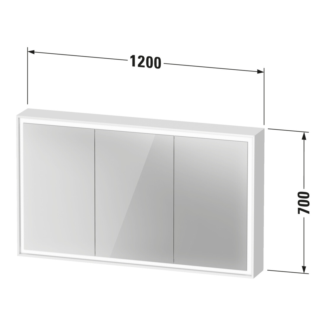 Duravit Armoire miroir L-Cube 120x70x15,5 cm, graph ma, sans éclairage lavabo