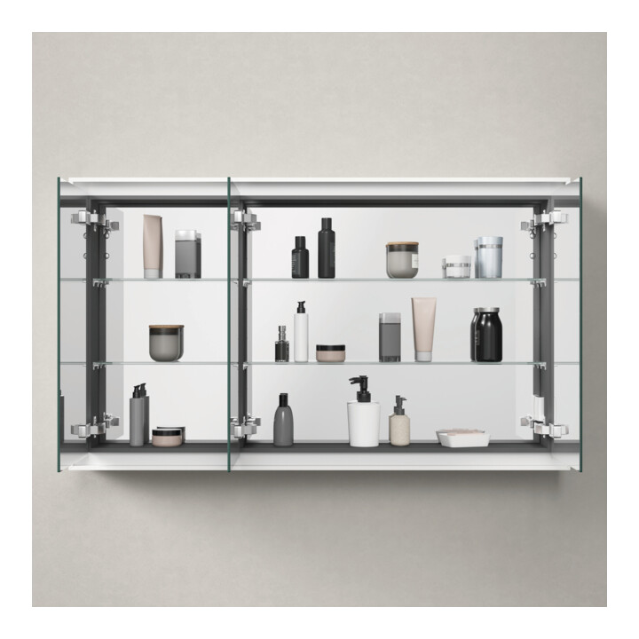 Duravit Armoire miroir L-Cube 120x70x15,5 cm, graphite, avec éclairage lavabo