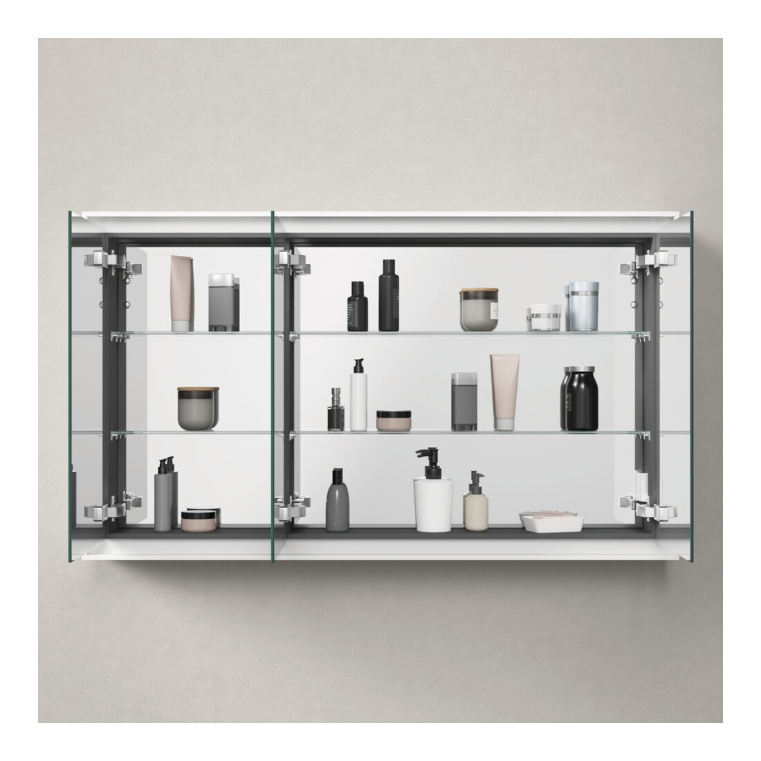 Duravit Armoire miroir L-Cube 120x70x15,5 cm, graphite, avec éclairage lavabo