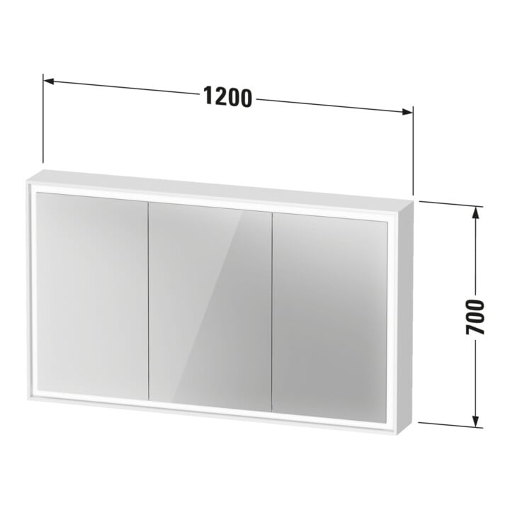 Duravit Armoire miroir L-Cube 120x70x15,5 cm, graphite, avec éclairage lavabo