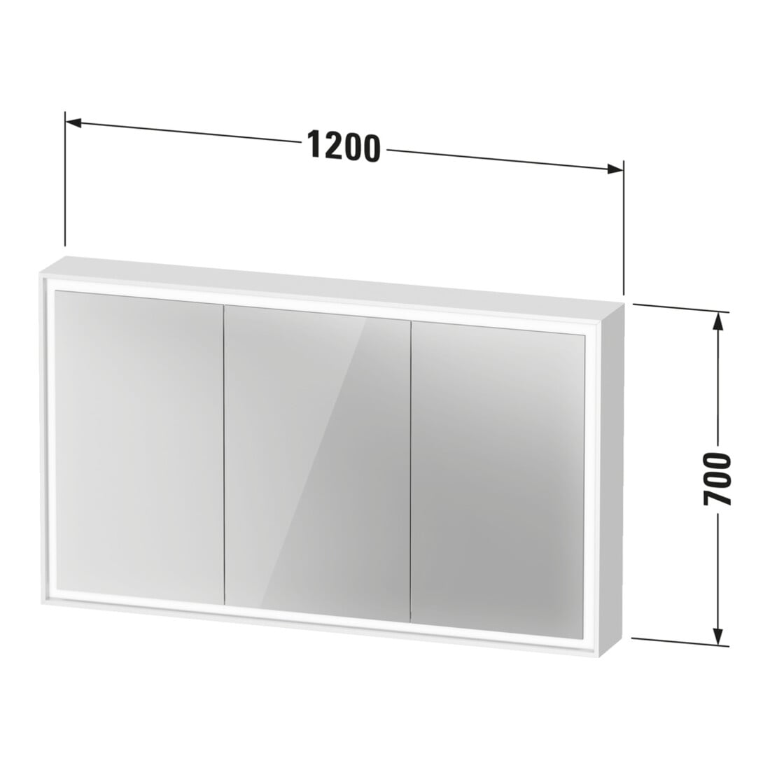 Duravit Armoire miroir L-Cube 120x70x15,5 cm, graphite, avec éclairage lavabo