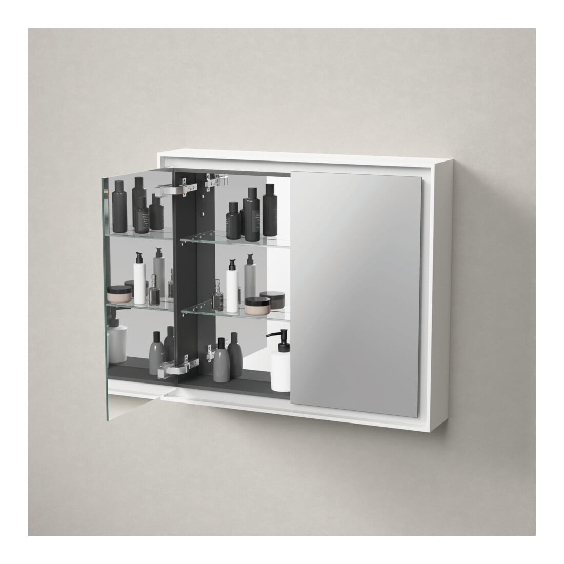 Duravit Armoire miroir L-Cube 80x70x15,5 cm, graph ma, porte côté D/G
