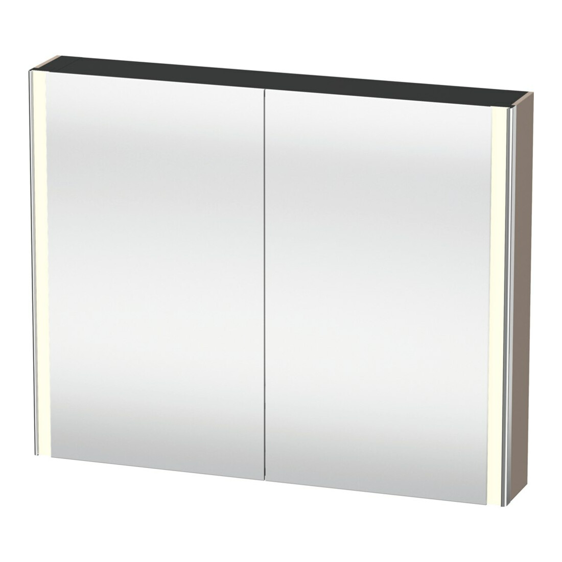 Duravit Armoire miroir Universal XSquare 100x80x15,5 cm, basalte mat, 2 portes, LED