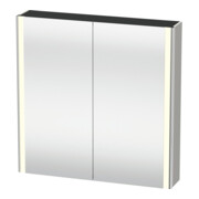 Duravit Armoire miroir Universal XSquare 80x80x15,5 cm, gris béton mat, 2 portes, LED